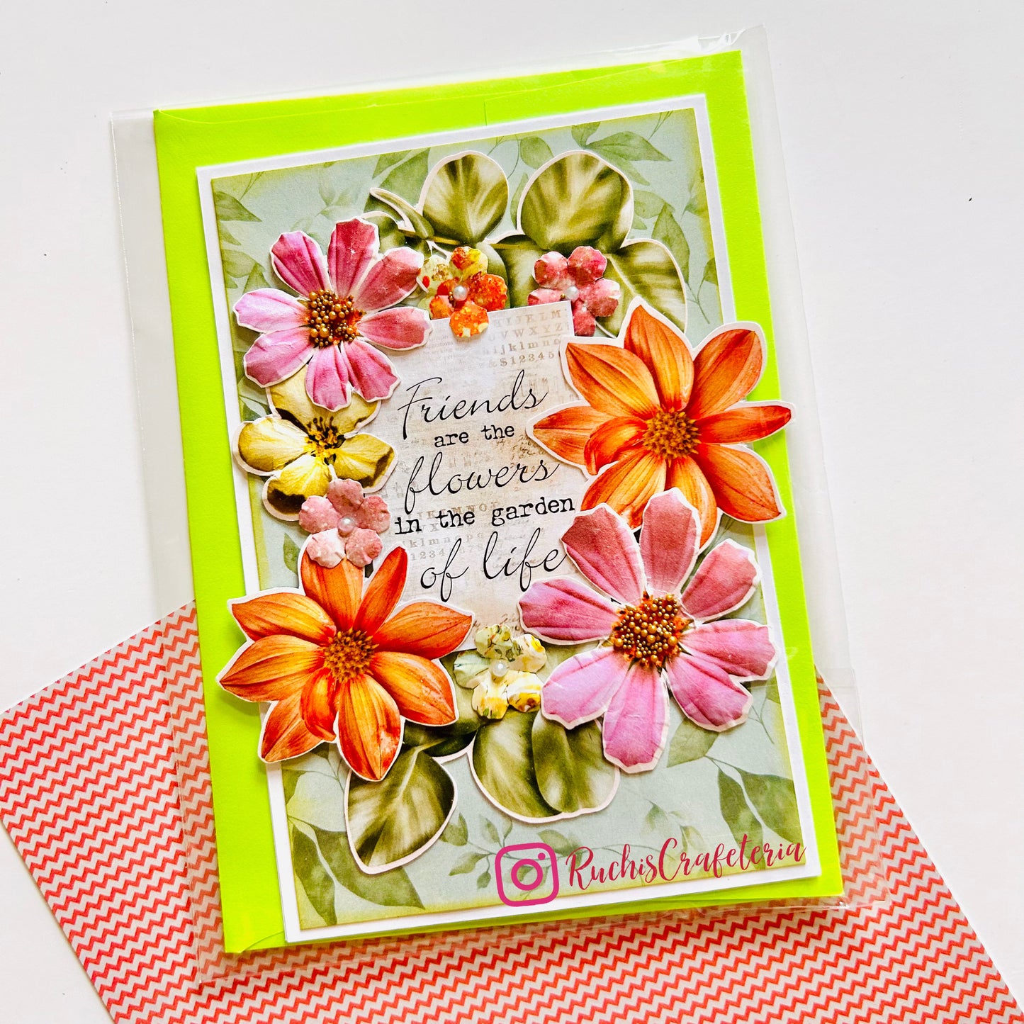 💐Garden of Friendship – Handmade Floral Card🌸🌼🌺