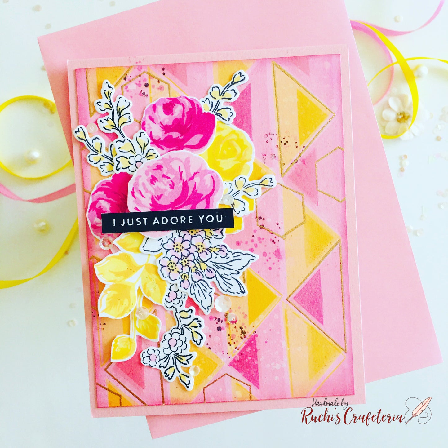 🌸 Flowery Greeting Card – “I Just Adore You”