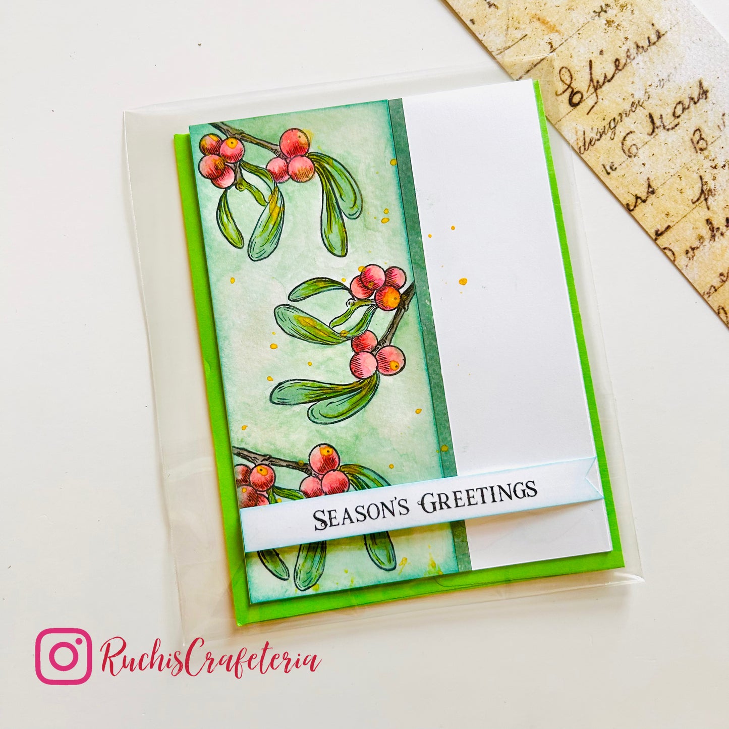 Handmade Seasons Greetings Card 🍃🎄