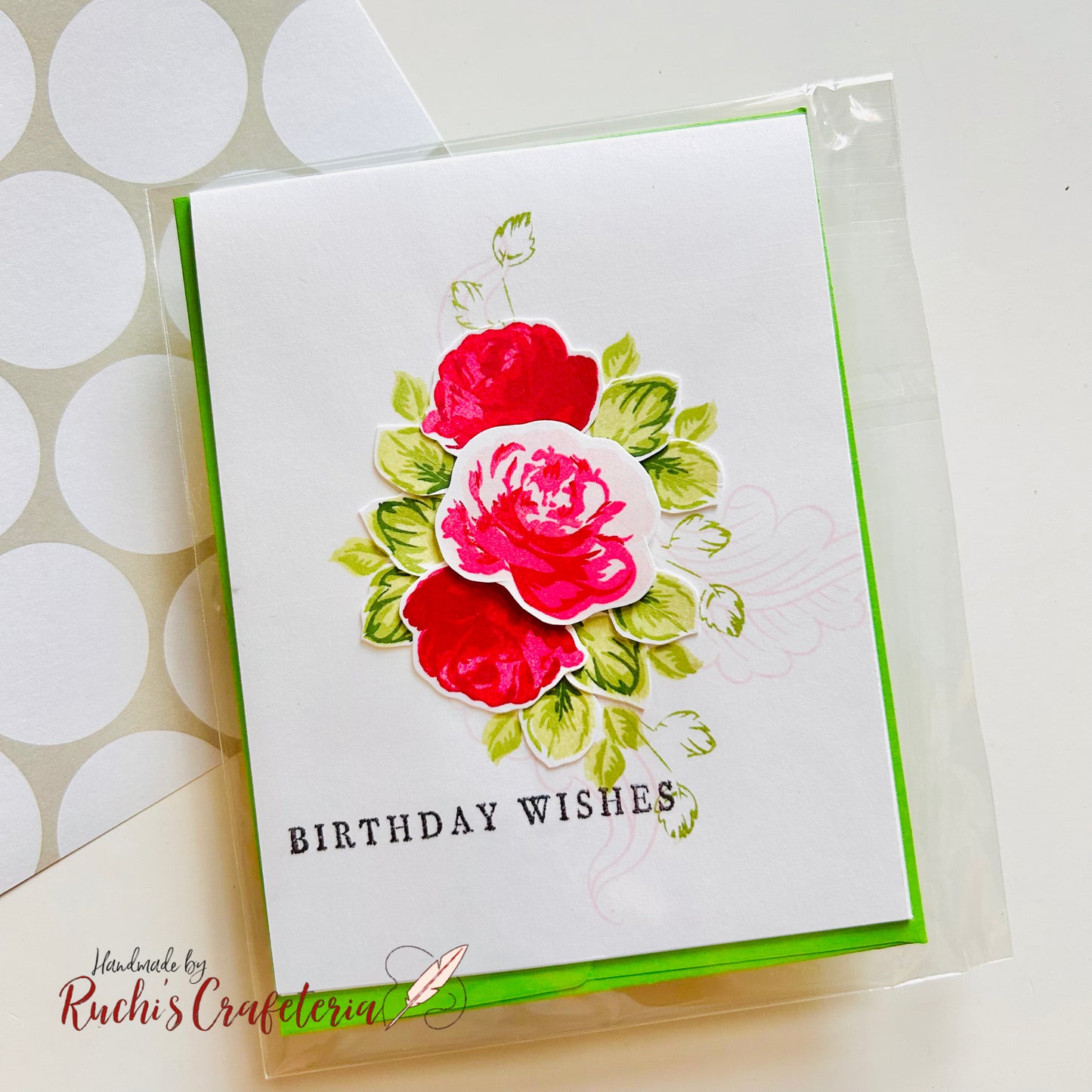 🌹 Handmade Birthday Card – “Birthday Wishes”