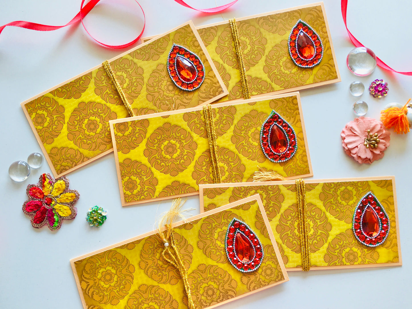 Festive Shagun Envelopes β Traditional Prints & Stone Motifs β¨π - Set of 5