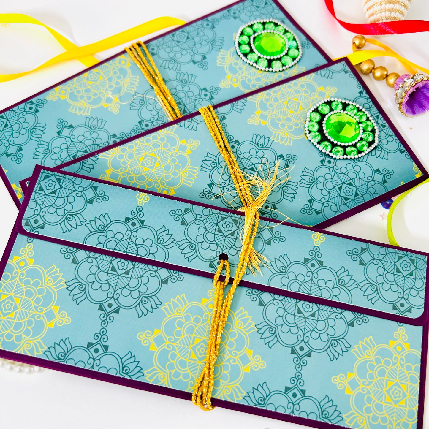 Festive Shagun Envelopes β Traditional Prints & Stone Motifs β¨π - Set of 3