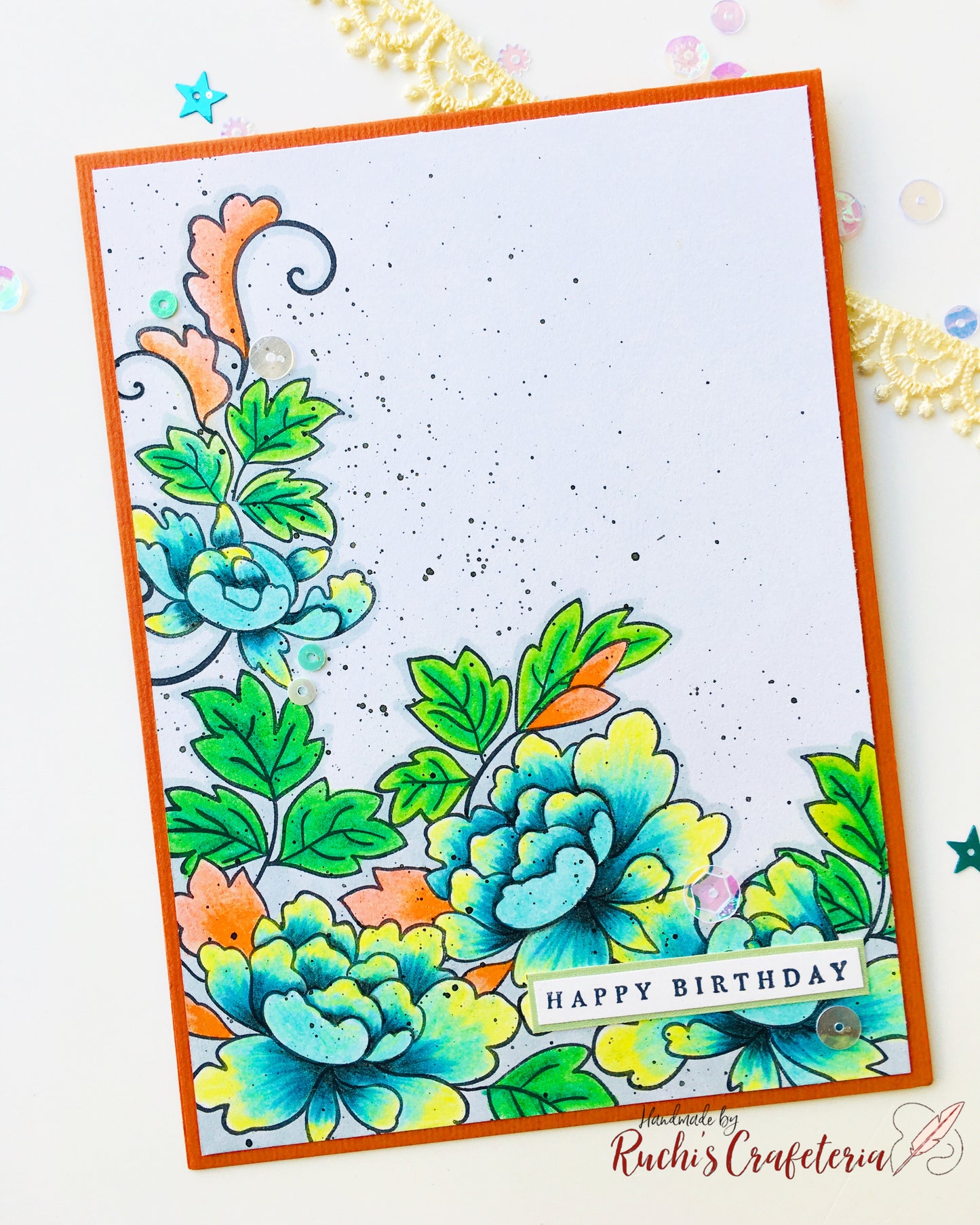🌸 Handmade Birthday Card with colorful Peonies