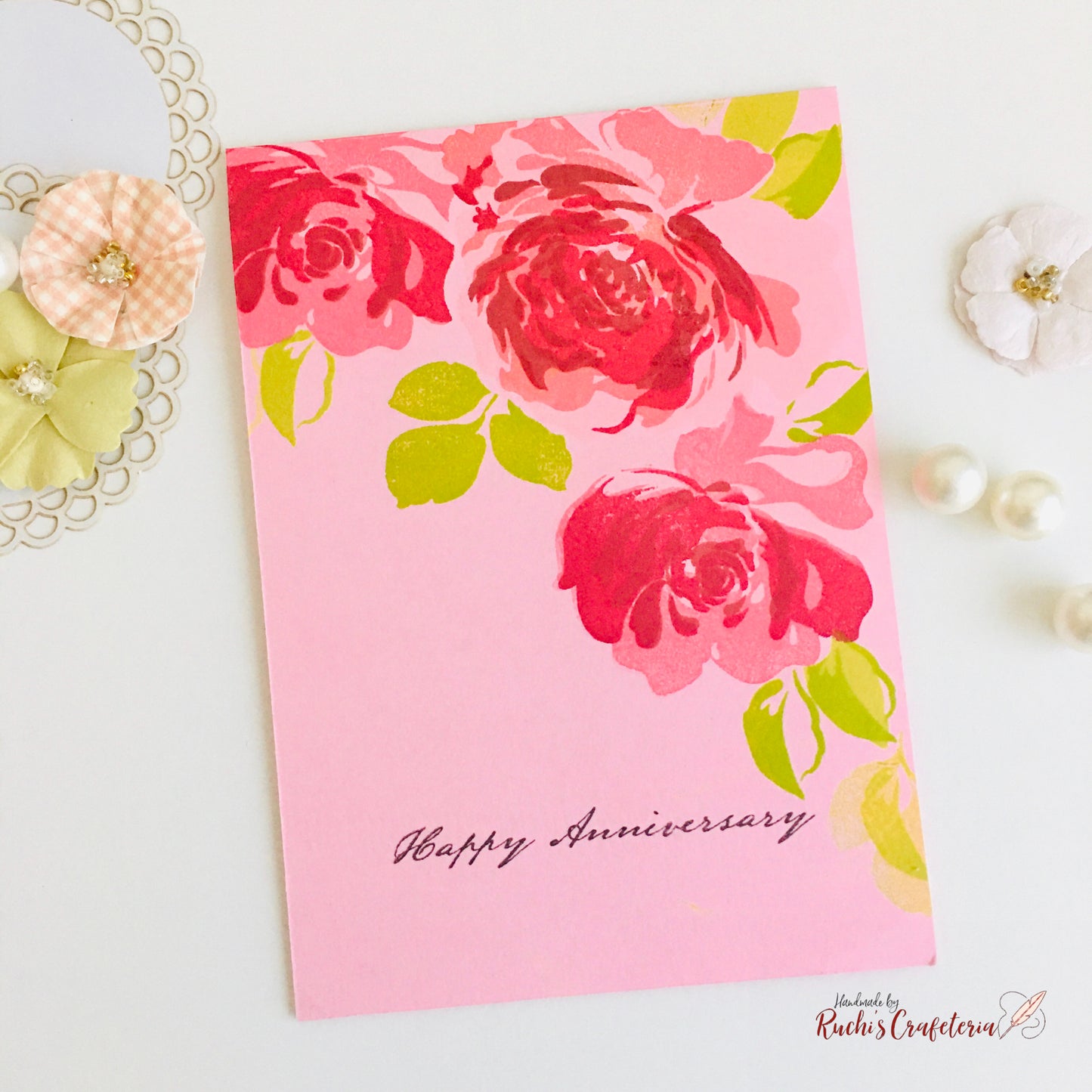 Blushing Blooms – Handmade Anniversary Card