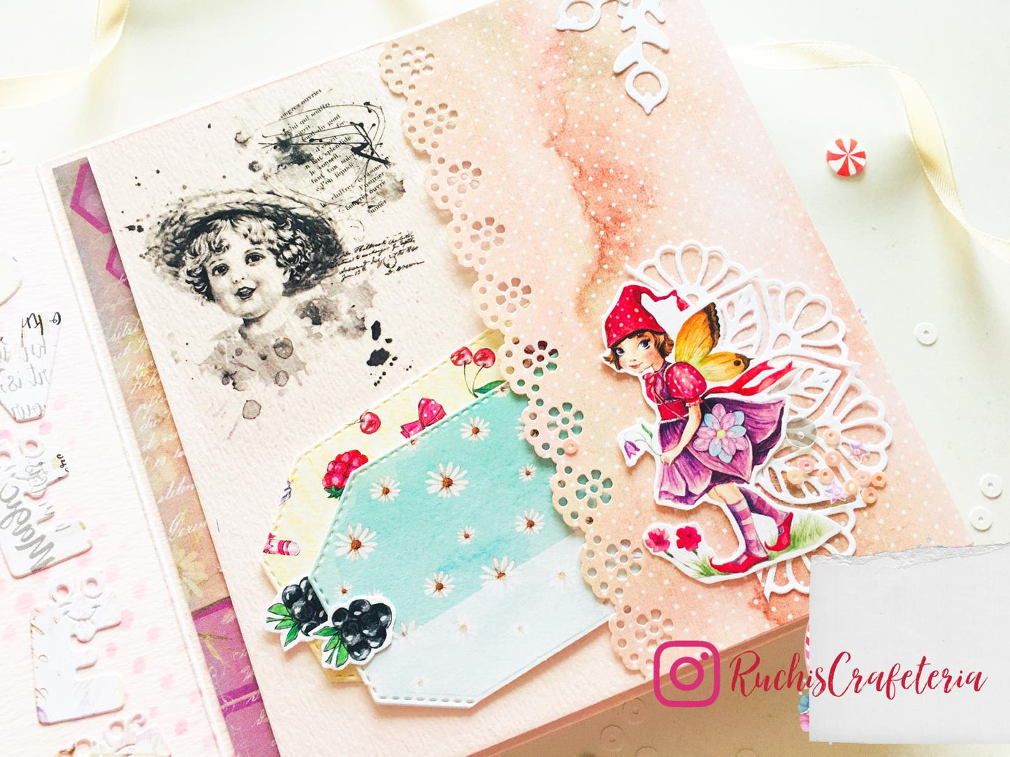 🧚 Handmade Decorative Photo Album – 'Fairy Garden'