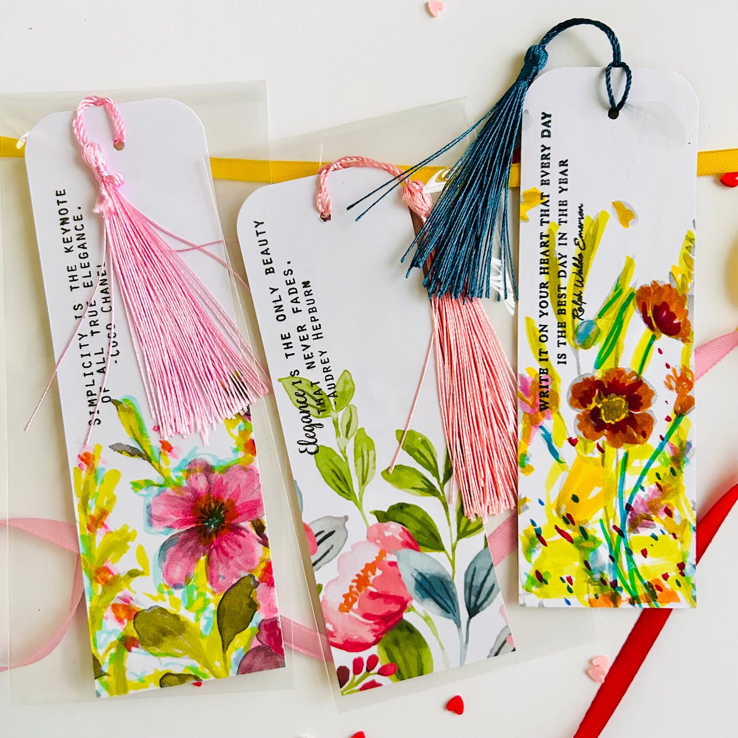 Floral Bookmarks Wine -Set of 3