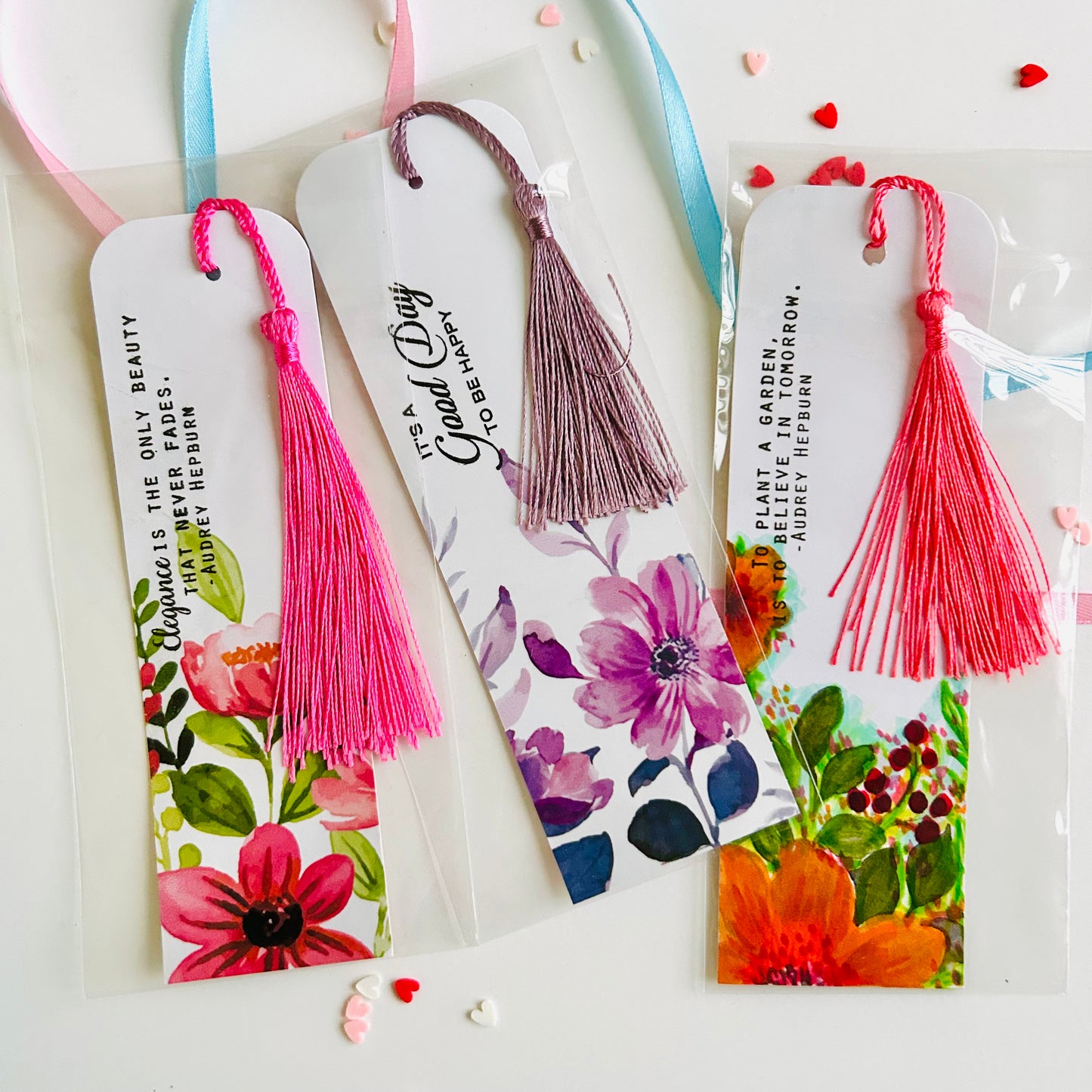 Floral Bookmarks Red -Set of 3