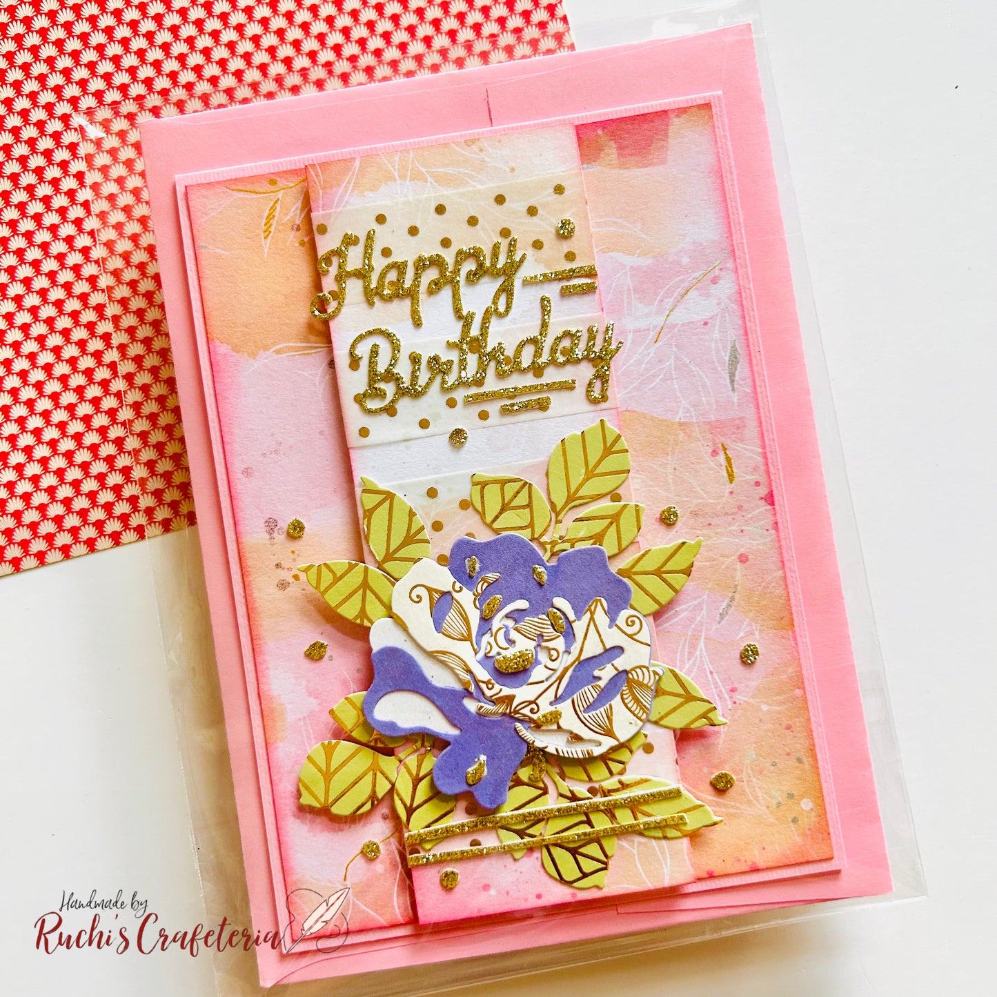 Handmade Birthday Card – Glittery Greeting on Soft Pink ✨🩷