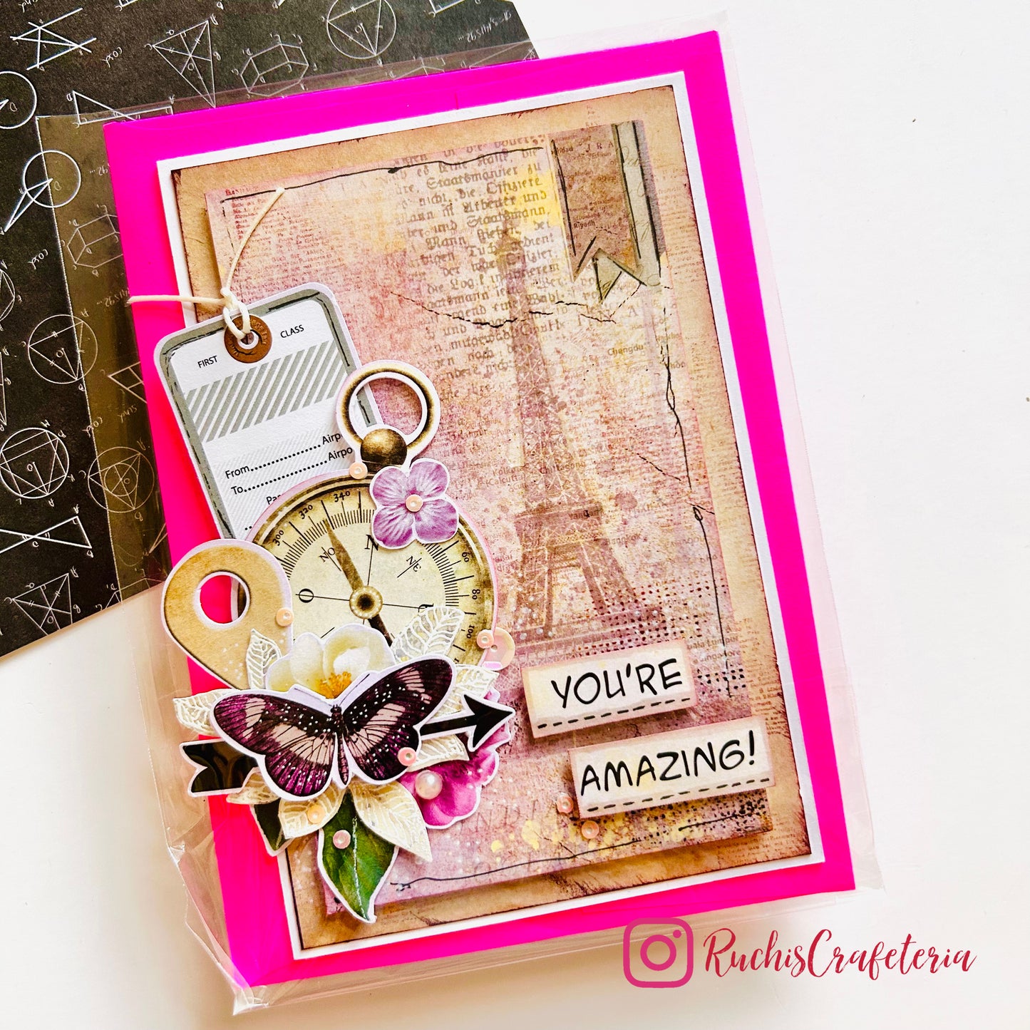 🦋 Handmade Greeting Card – “You’re Amazing!”