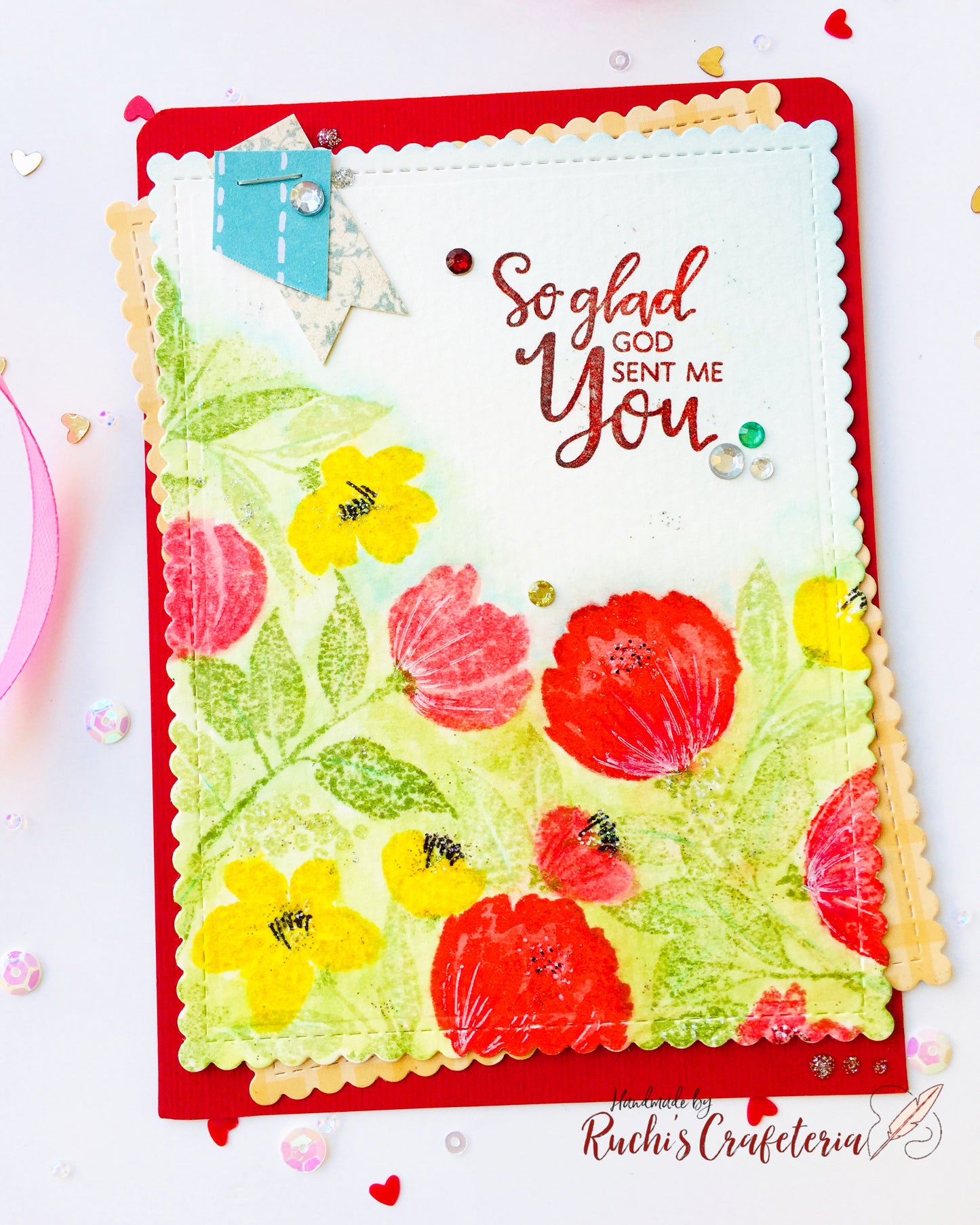 🌼 Floral Greeting Card – “So Glad God Sent Me You”