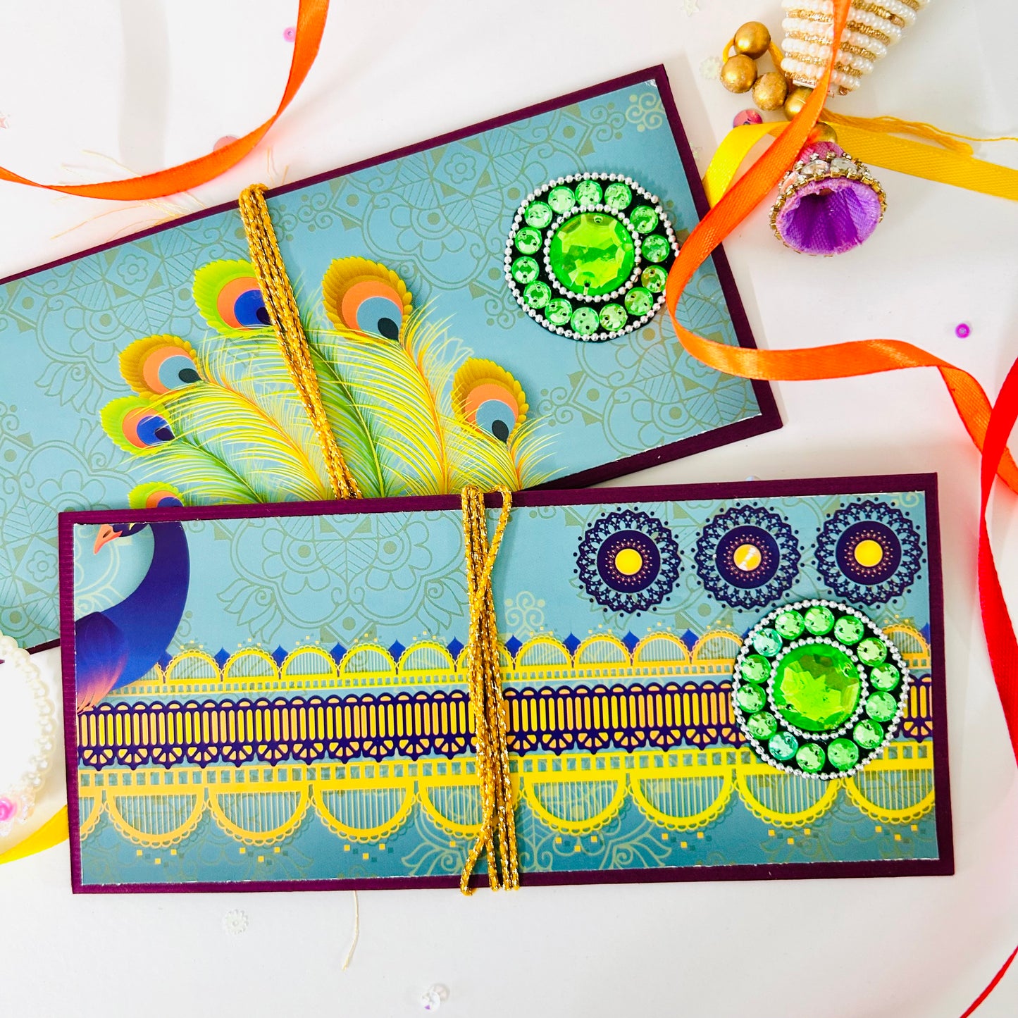 Festive Shagun Envelopes β Traditional Prints & Stone Motifs β¨π - Set of 2