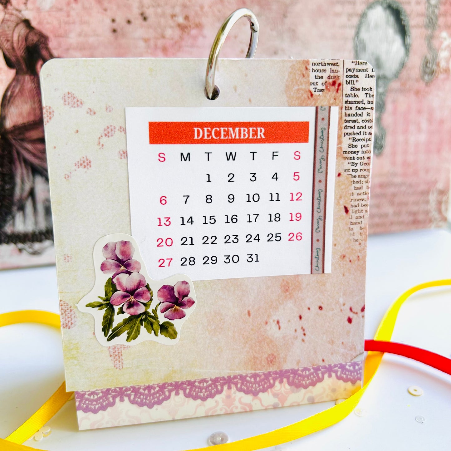 Floral Desk Calendar 2026