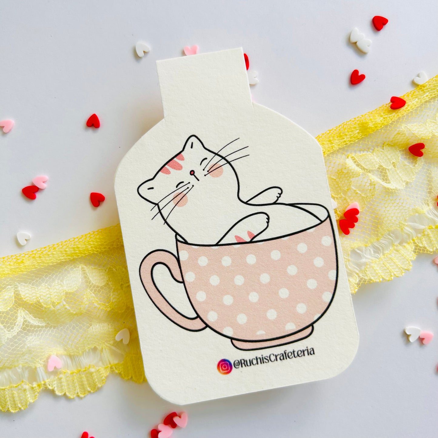 ☕ “Mug Mates” – Cozy Cats Set of 2 Magnetic Bookmarks