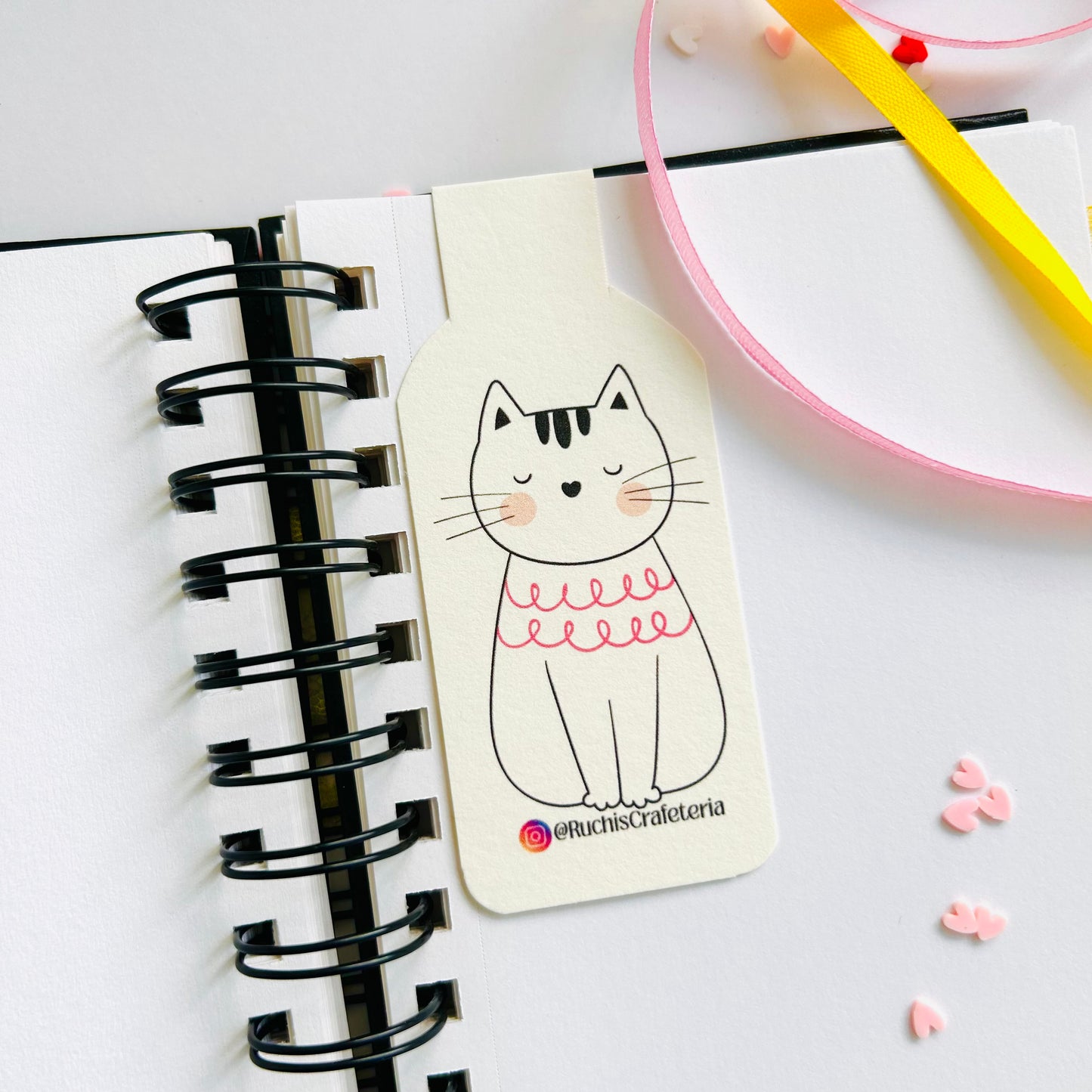 ππ± Magnetic Bookmark β 'Strawberry' the Sweet White Cat