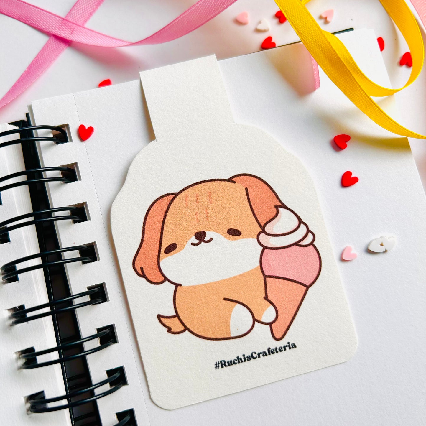 🍦 Bruno – Ice Cream Puppy Magnetic Bookmark