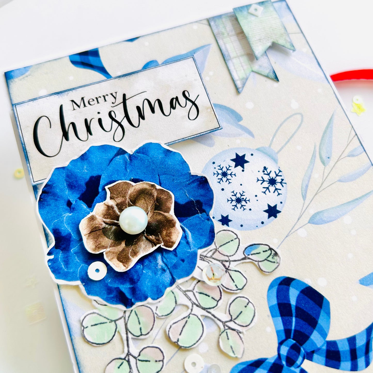 ππ Frosted Florals β Handmade Christmas Card