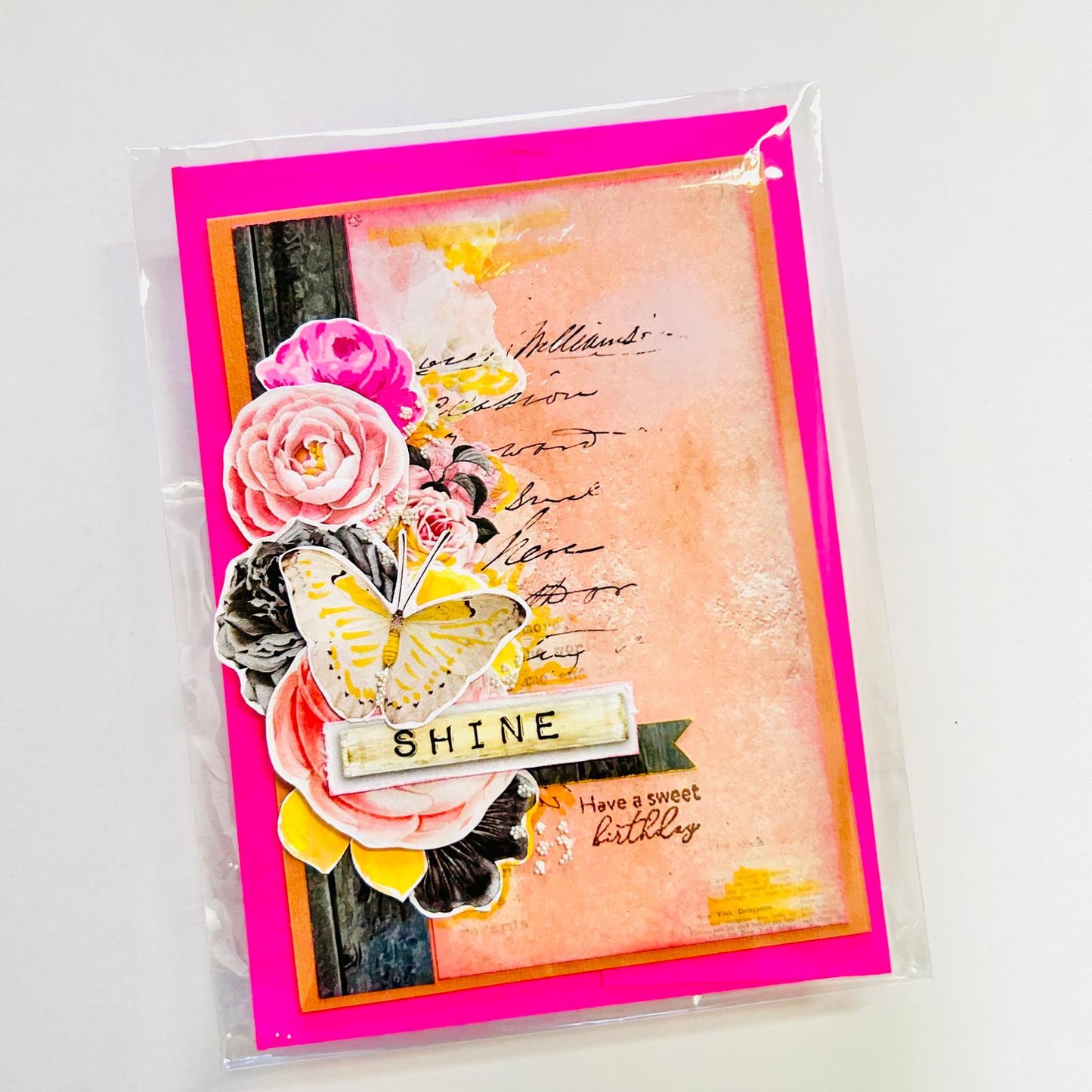 🦋🌸 Handmade Birthday Card – “SHINE”