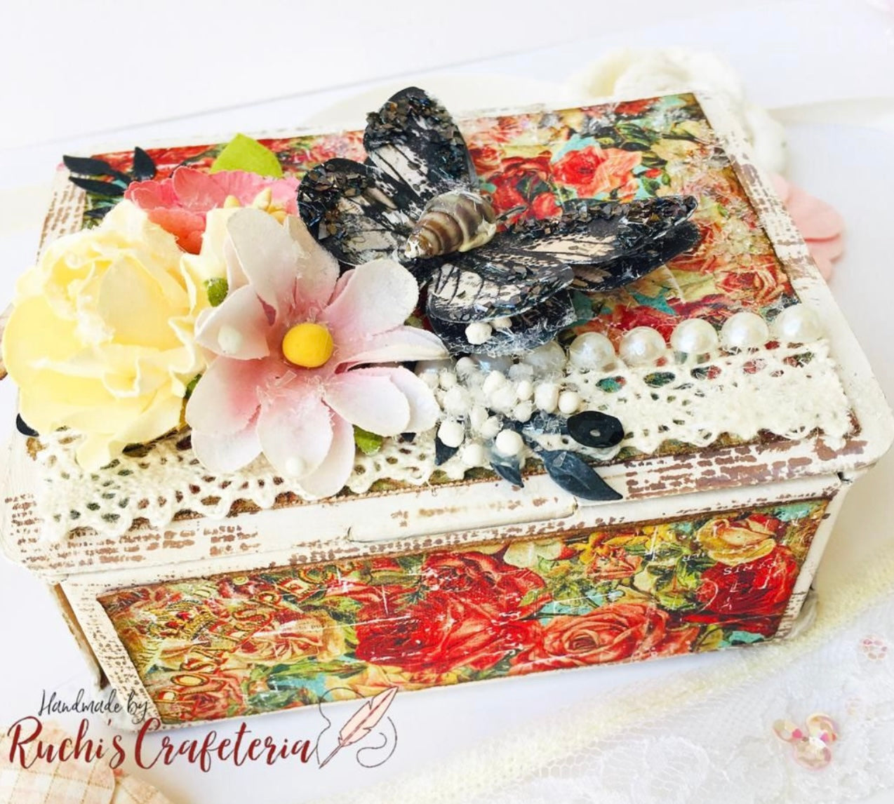 🦋 Mixed Media Decorative Cardboard Box