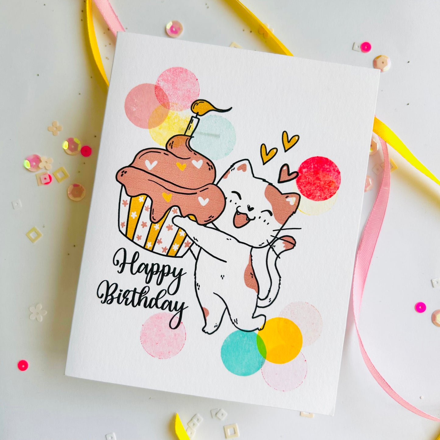🎂 Birthday Card – Cat with Cupcake