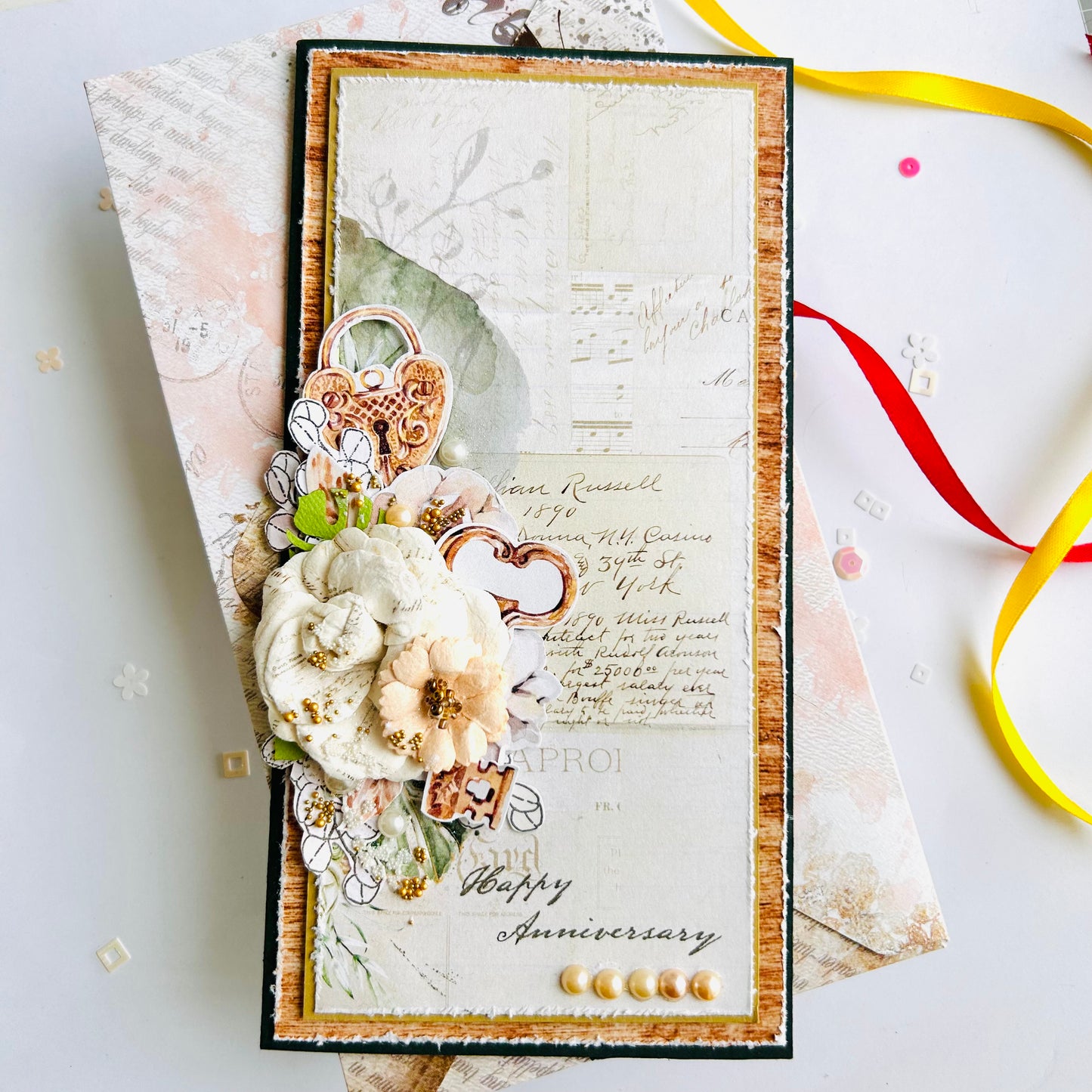 💐 Anniversary Card – Shabby Chic Floral Design