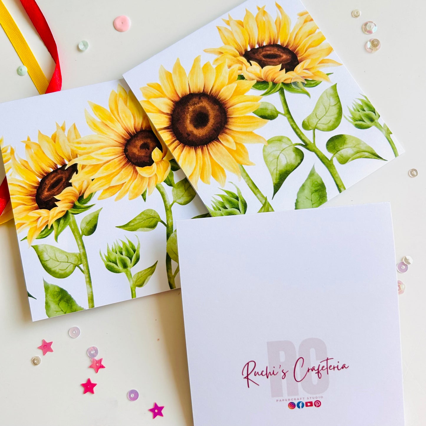🌻 Bold Sunflower Note Cards - Set of 3