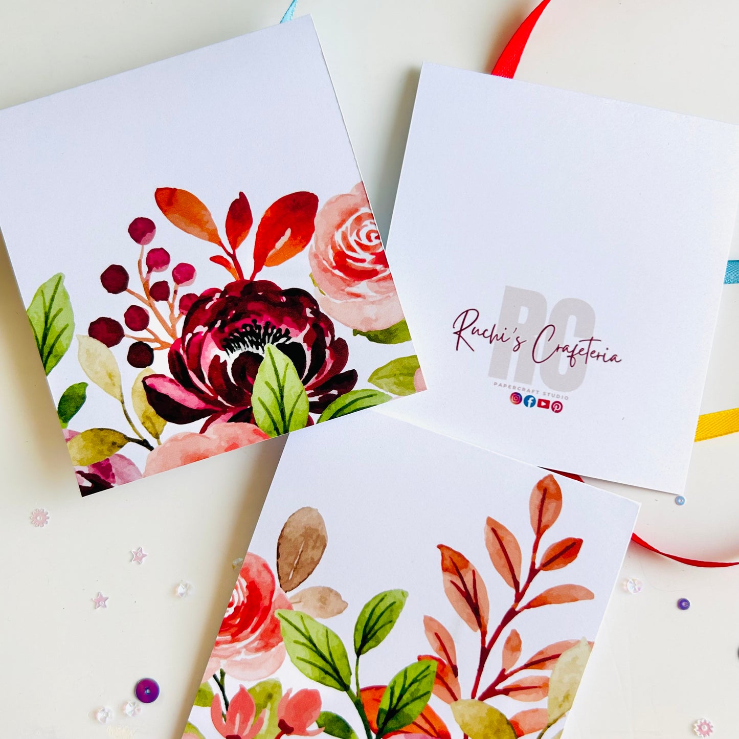 š Colorful Blooms Note Cards - Set of 3