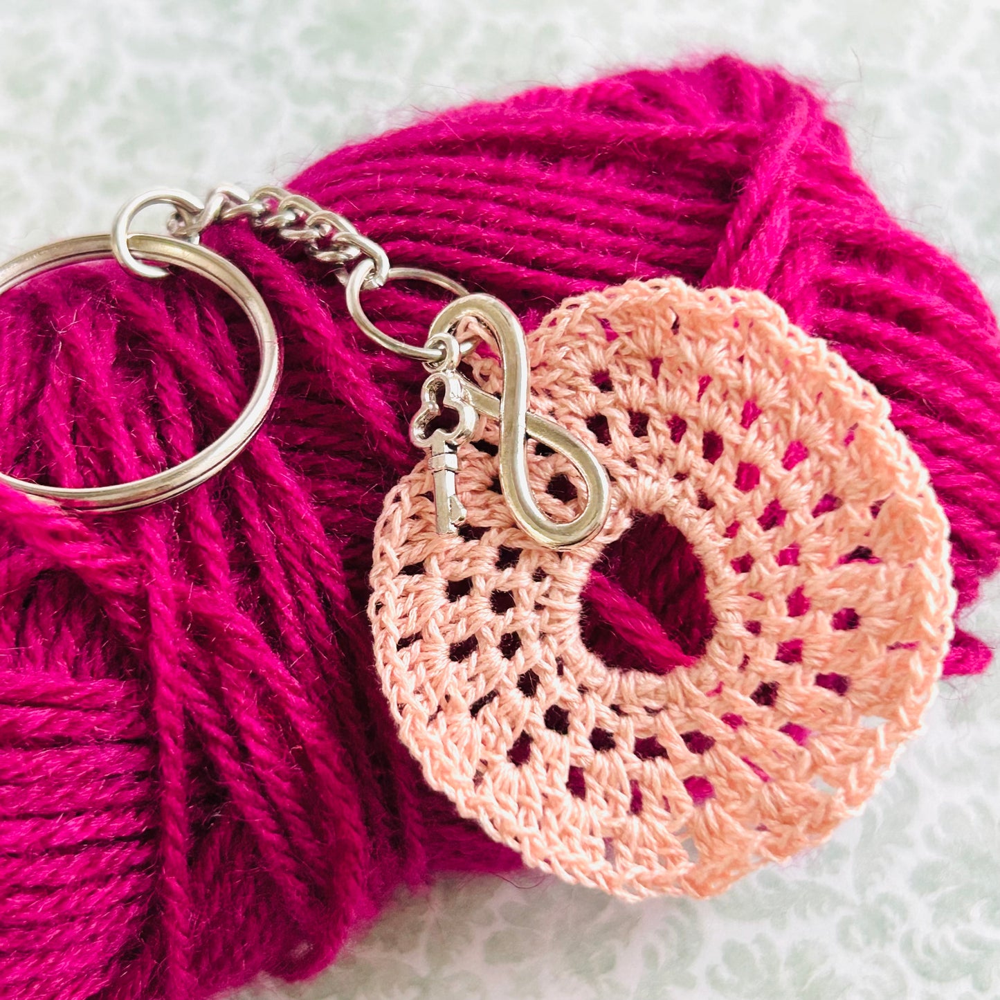 Crochet Pastel Coin Keychain