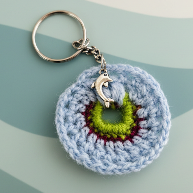 Crochet Dolphin Coin Keychain