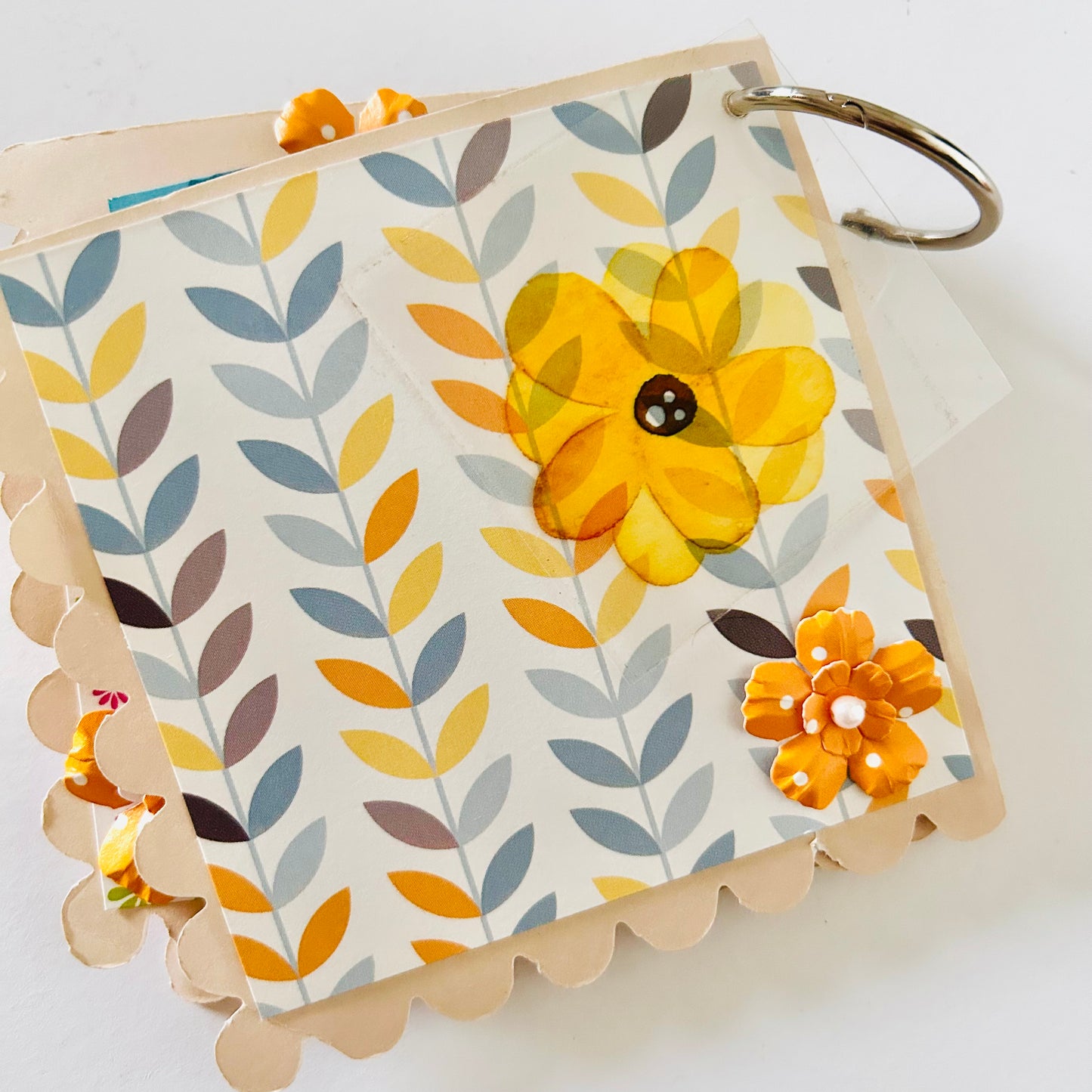 📚 Handmade Small Ring Photo Album – Floral Shaker Design