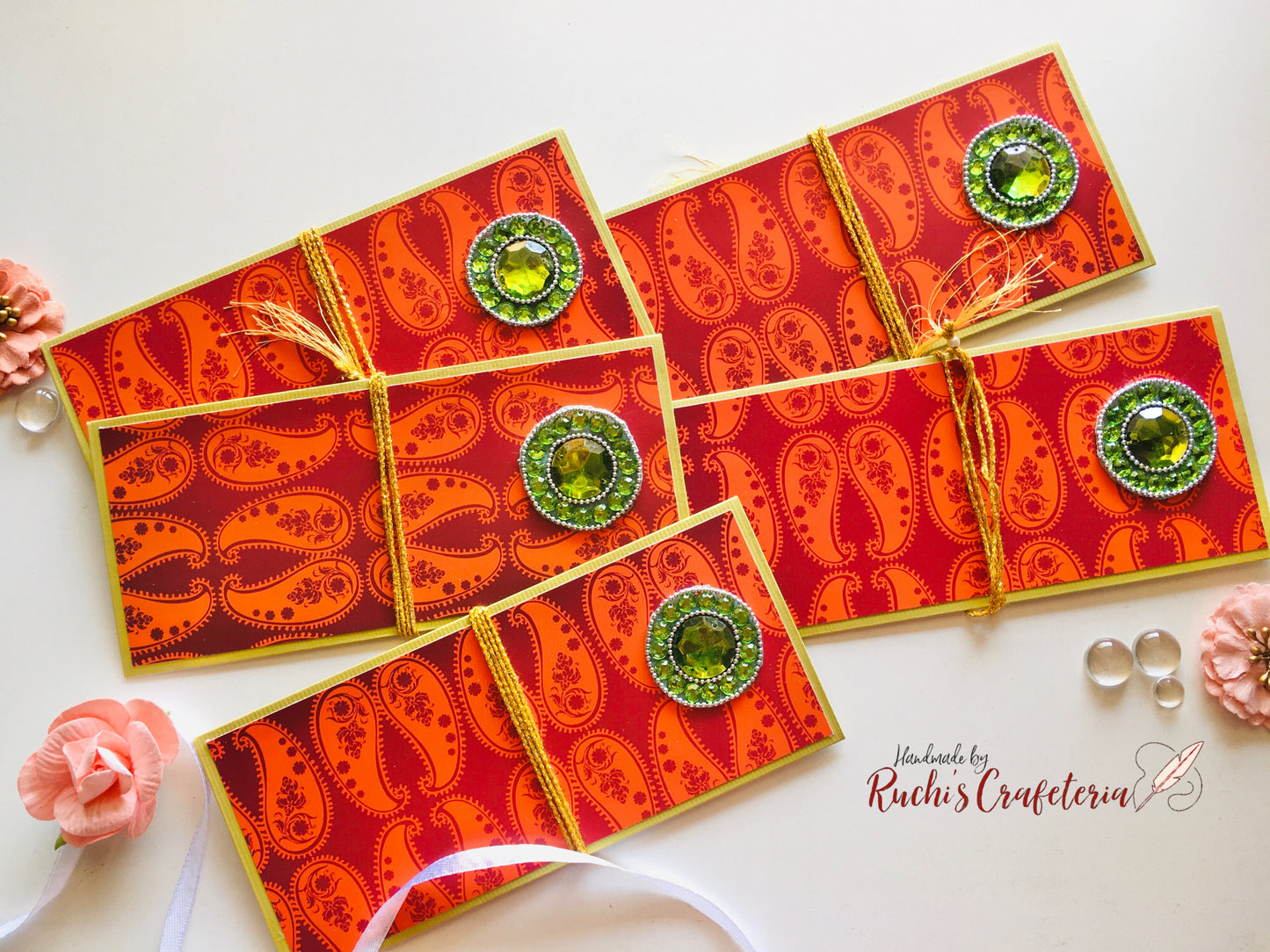 Festive Shagun Envelopes – Traditional Prints & Stone Motifs ✨💌 - Set of 5