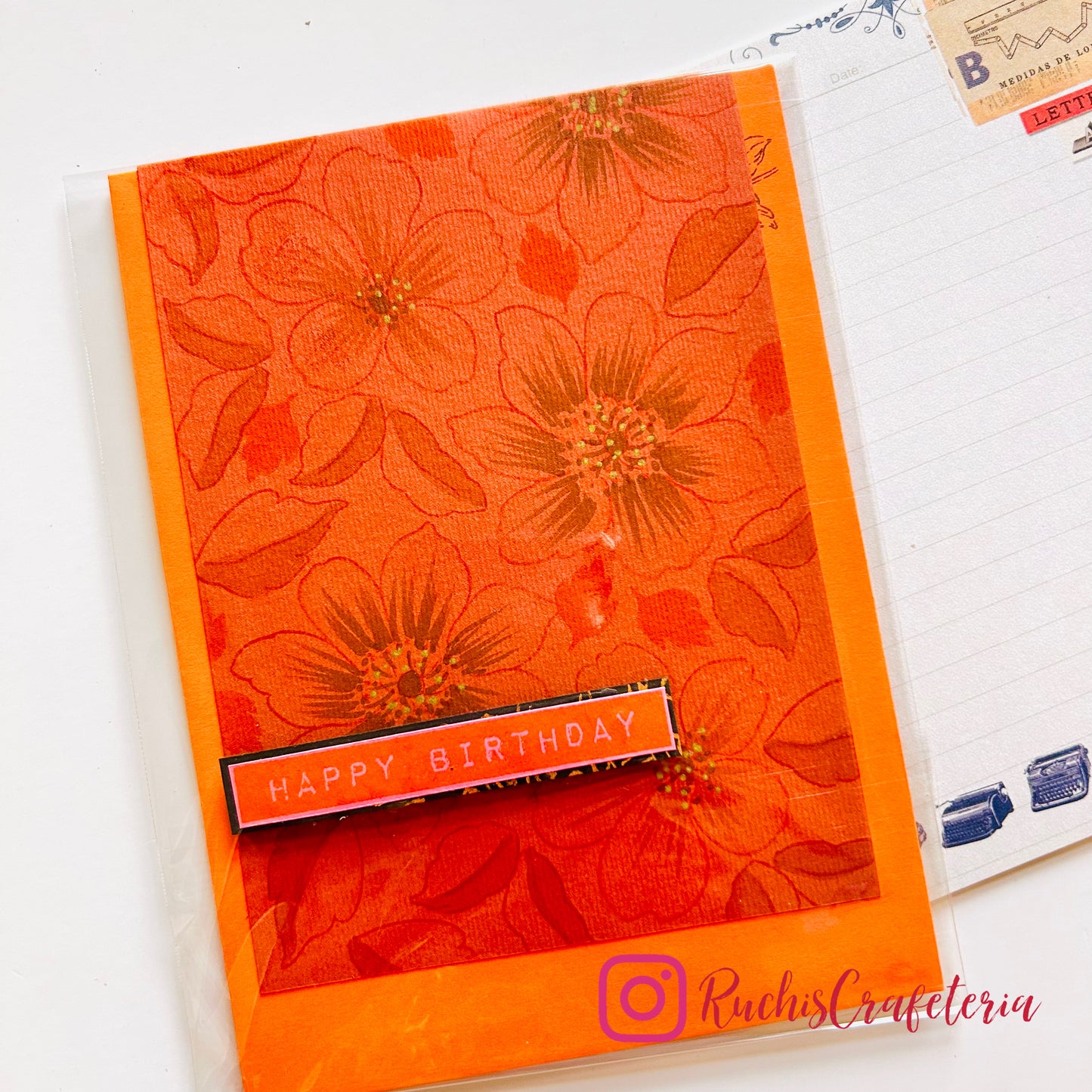 Handmade Birthday Card – Bold Florals in Orange & Brown Tones 🌺🍂