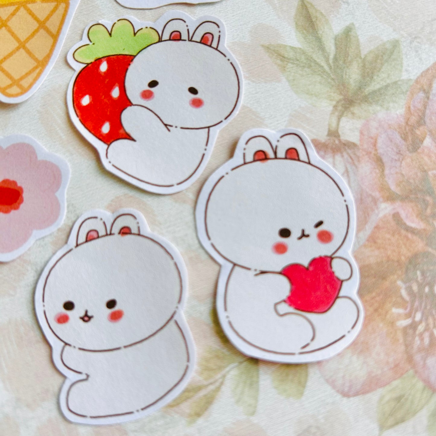 🌸🐇 Floral Bunnies StiKars (Set of 8)