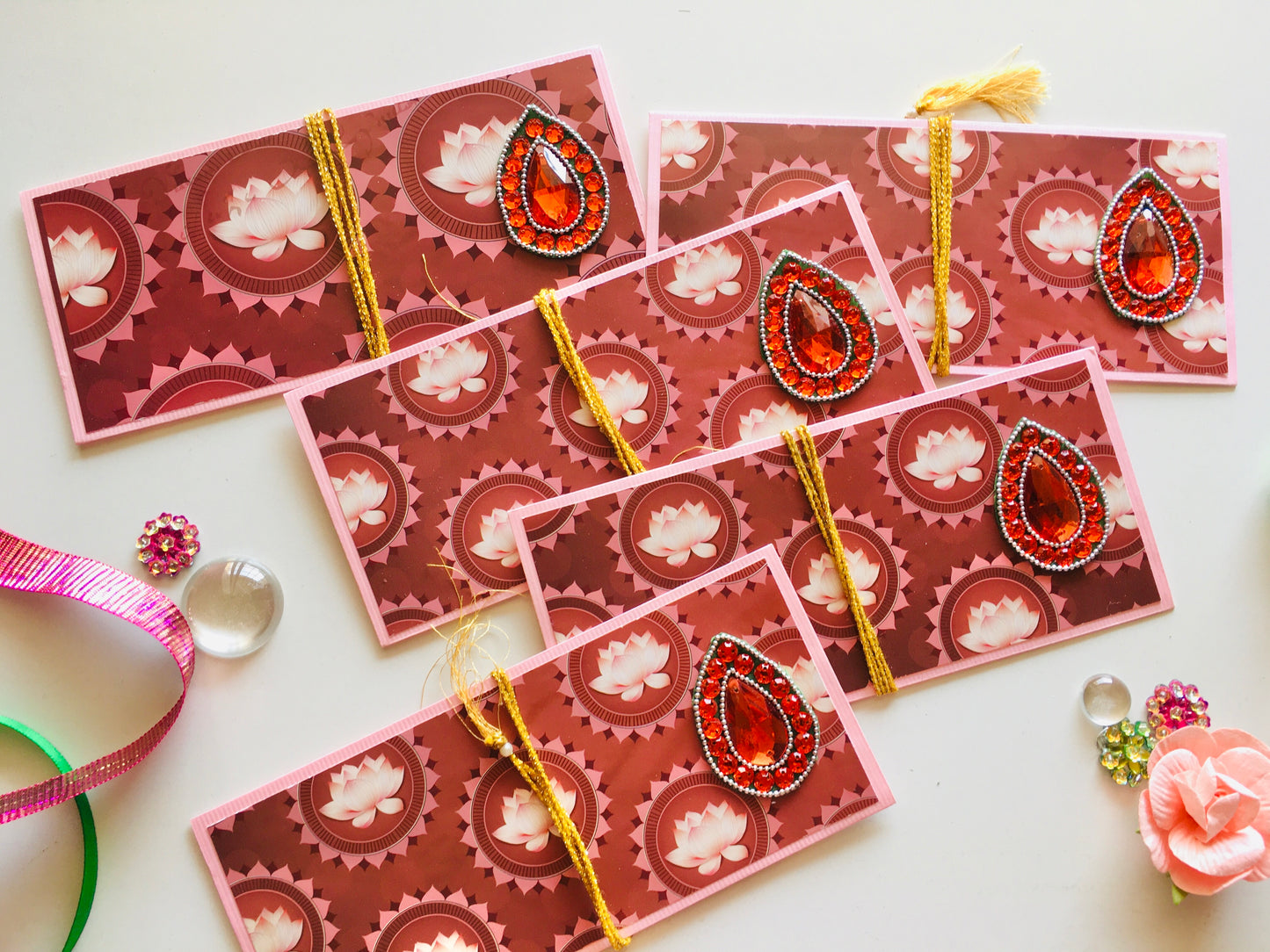 Festive Shagun Envelopes – Traditional Prints & Stone Motifs ✨💌 - Set of 5