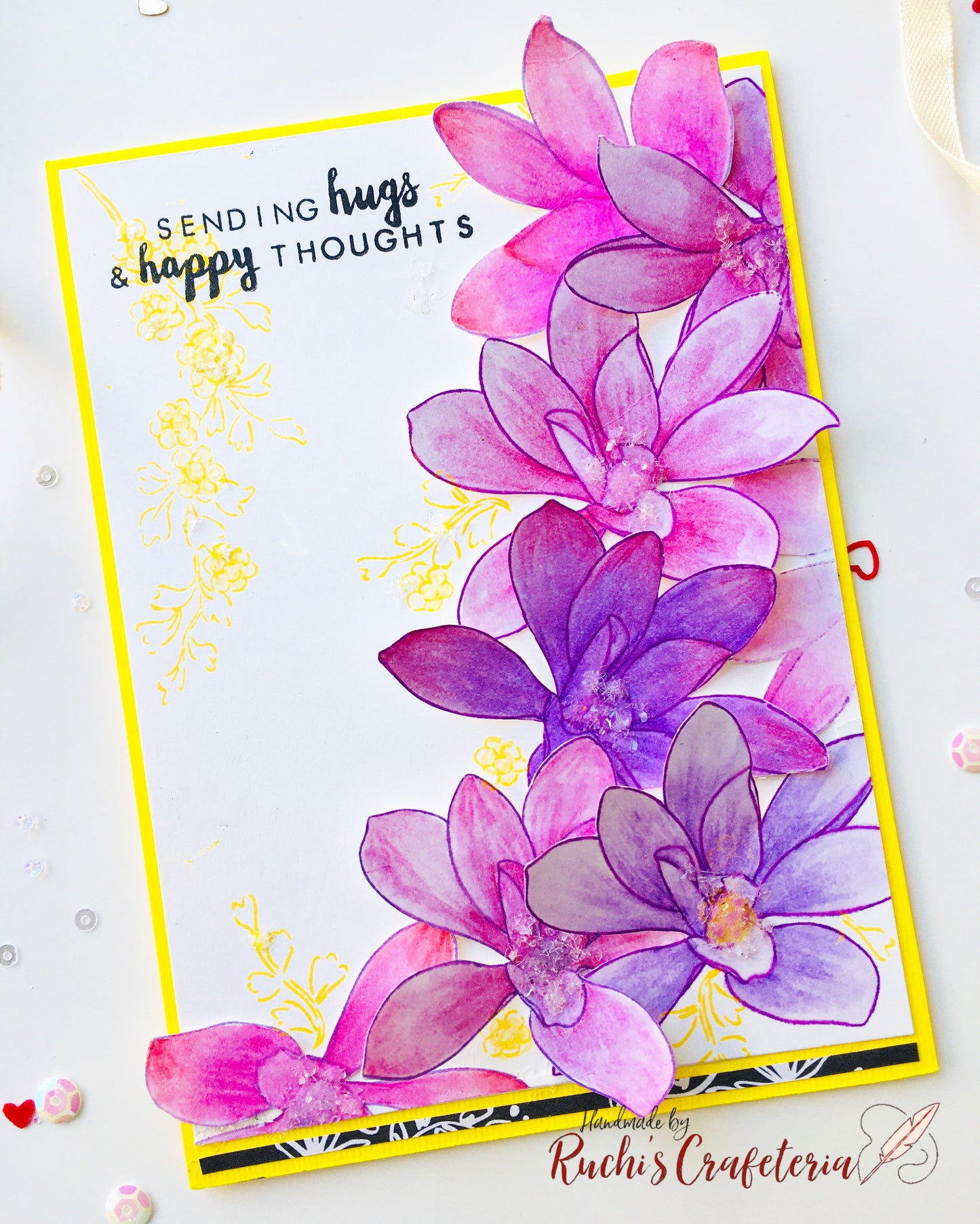 🌸 Floral Greeting Card – “Sending Hugs & Happy Thoughts”
