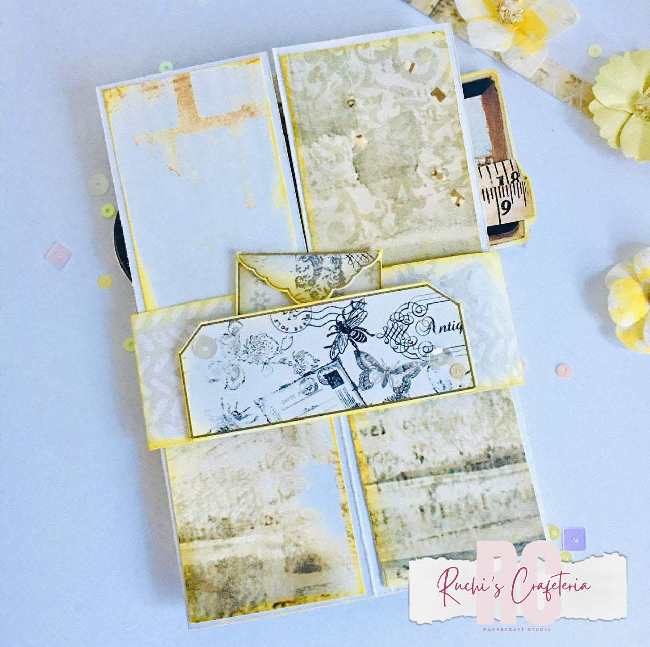 🎂 Handmade Pop‑Up Box Birthday Card – Vintage Elegance