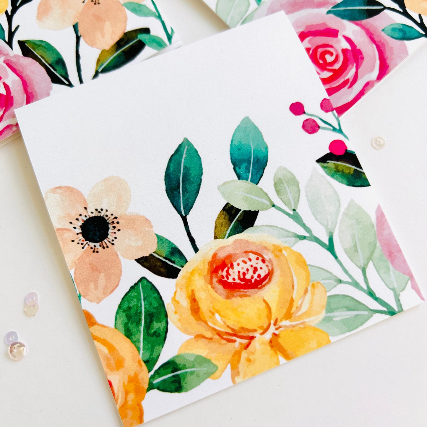📝 Bold Bloom Note Cards – Set of 3