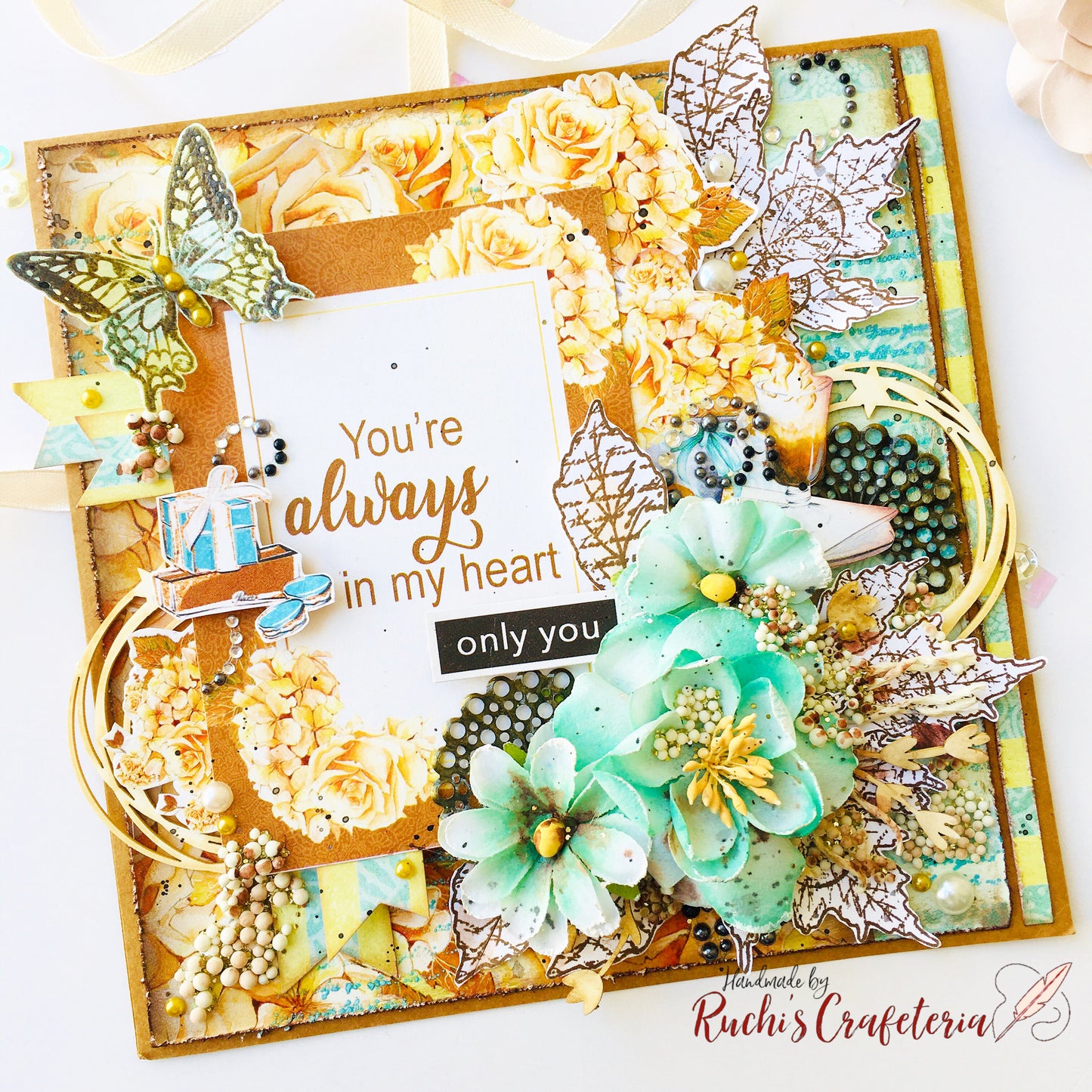 💛 Mixed Media Card – “You Are Always in My Heart”