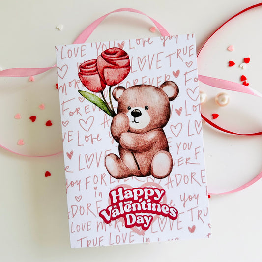 🌹🧸 Valentine’s Day Card ‘Teddy Flowers’