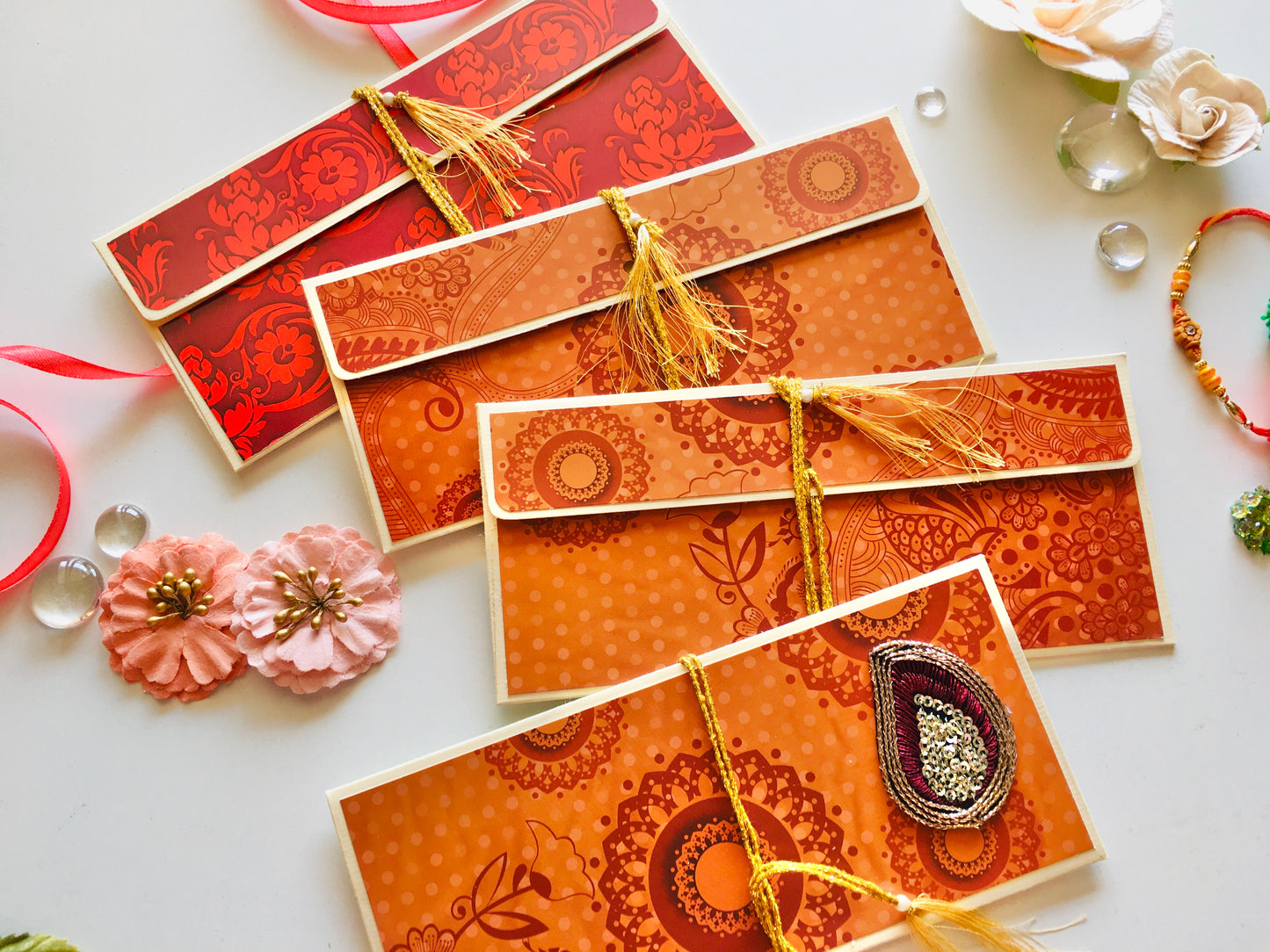 Festive Shagun Envelopes – Traditional Prints & Motifs ✨💌 - Set of 4