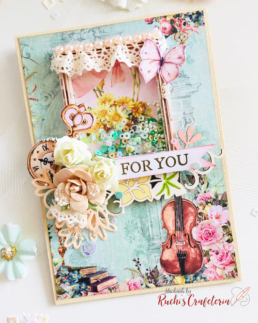 🎶 Handmade Easel Shaker Card – “For You”