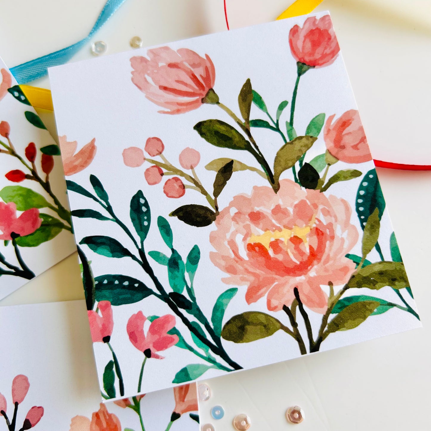 💐 Pastel Bloom Note Cards – Set of 3