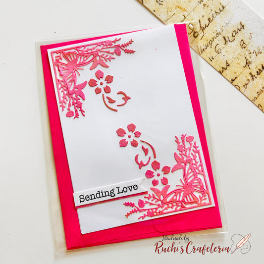 Sending Love – Birthday Card with Shimmering Butterfly Border