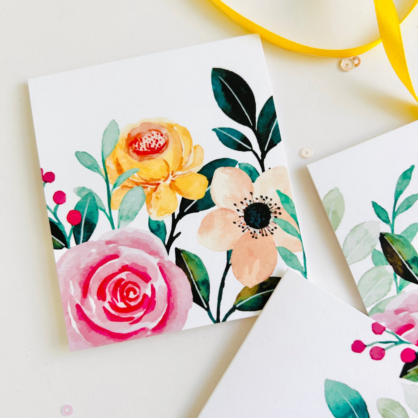 📝 Bold Bloom Note Cards – Set of 3