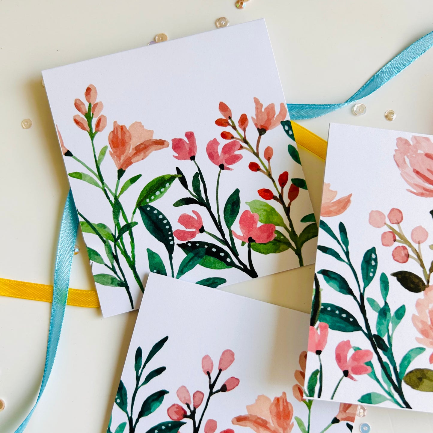 💐 Pastel Bloom Note Cards – Set of 3