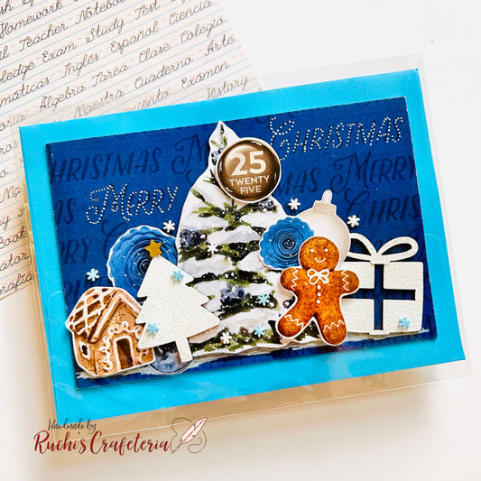 🎄 Christmas Card – Festive Elements on Blue