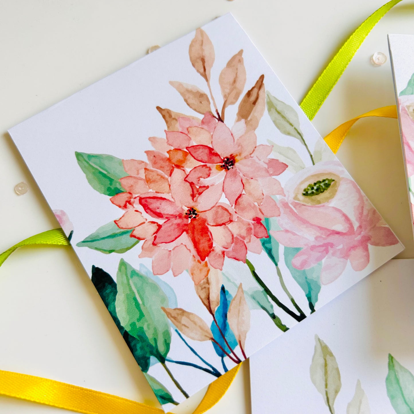 🌸💜 Pinky Purple Bloom Note Cards – Set of 3