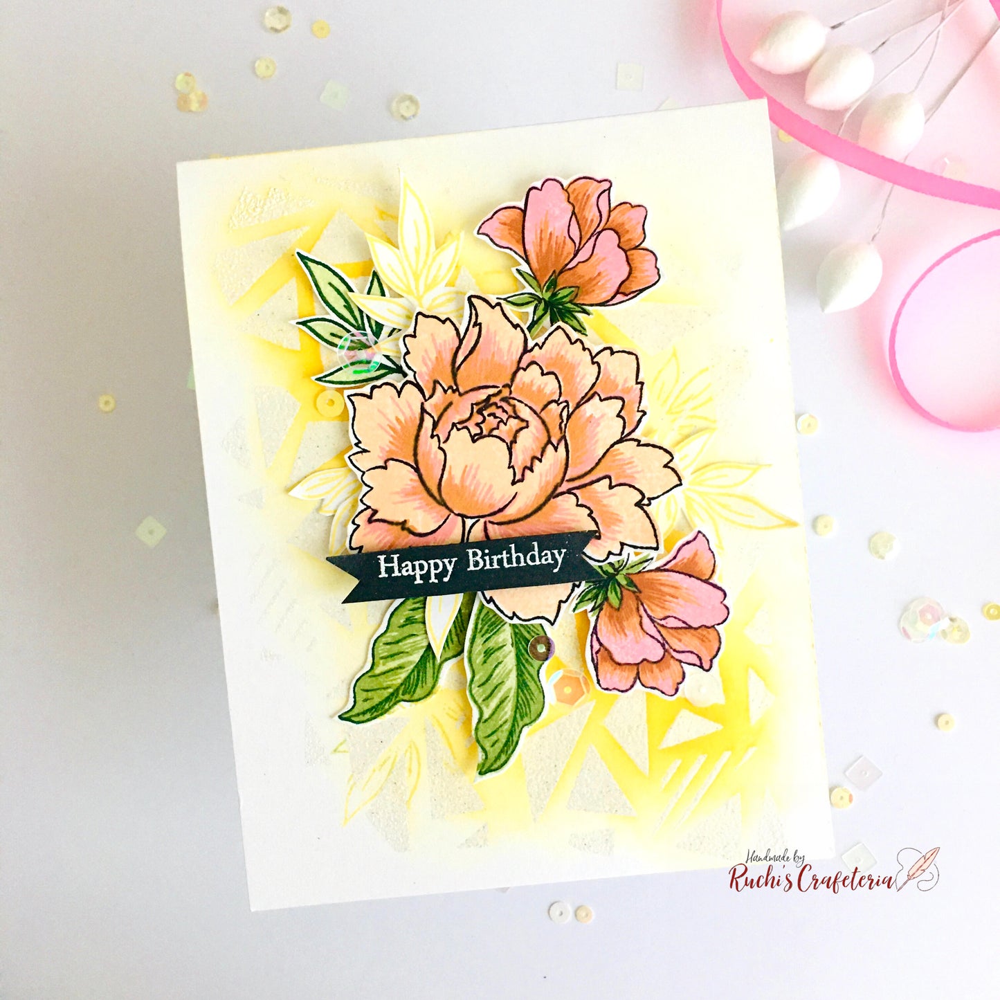 Peony Celebration – Handmade Birthday Card