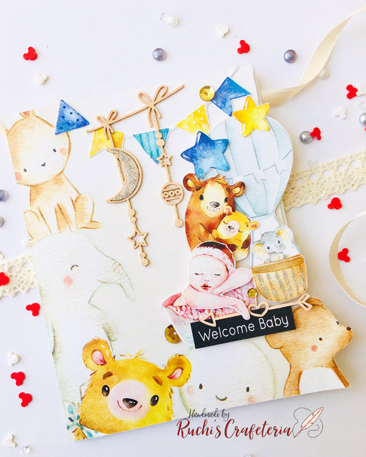 Handmade Tunnel Card – 'Welcome Baby'