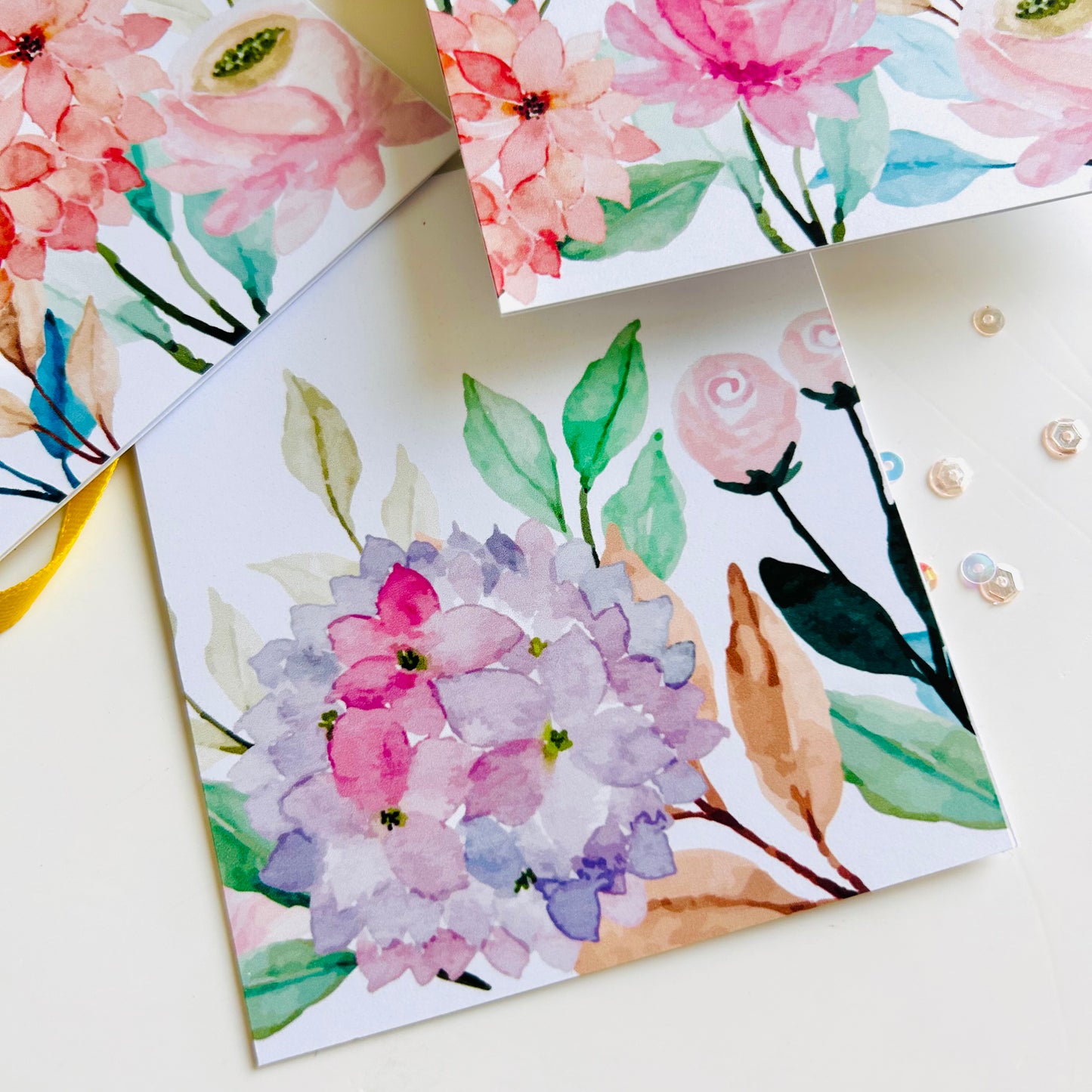 🌸💜 Pinky Purple Bloom Note Cards – Set of 3