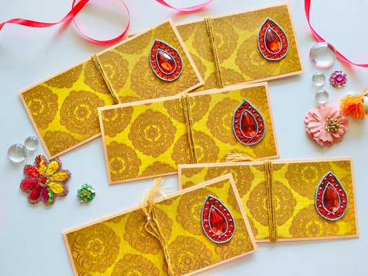 Festive Shagun Envelopes – Traditional Prints & Stone Motifs ✨💌 - Set of 5